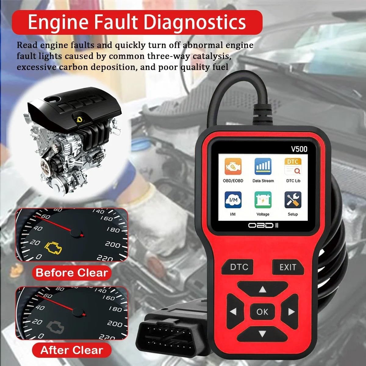 Everfun Alat OBD2 Pembaca Kode Diagnostik Mobil Otomotif Code Reader - V500 Gambar produk Everfun Alat OBD2 Pembaca Kode Diagnostik Mobil Otomotif Code Reader - V500 - 1