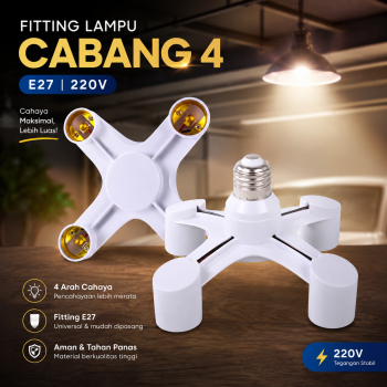 Gambar produk TaffLED Fitting Lampu Bohlam Studio LED Minimalis Cabang 4 E27 220V - HU-400