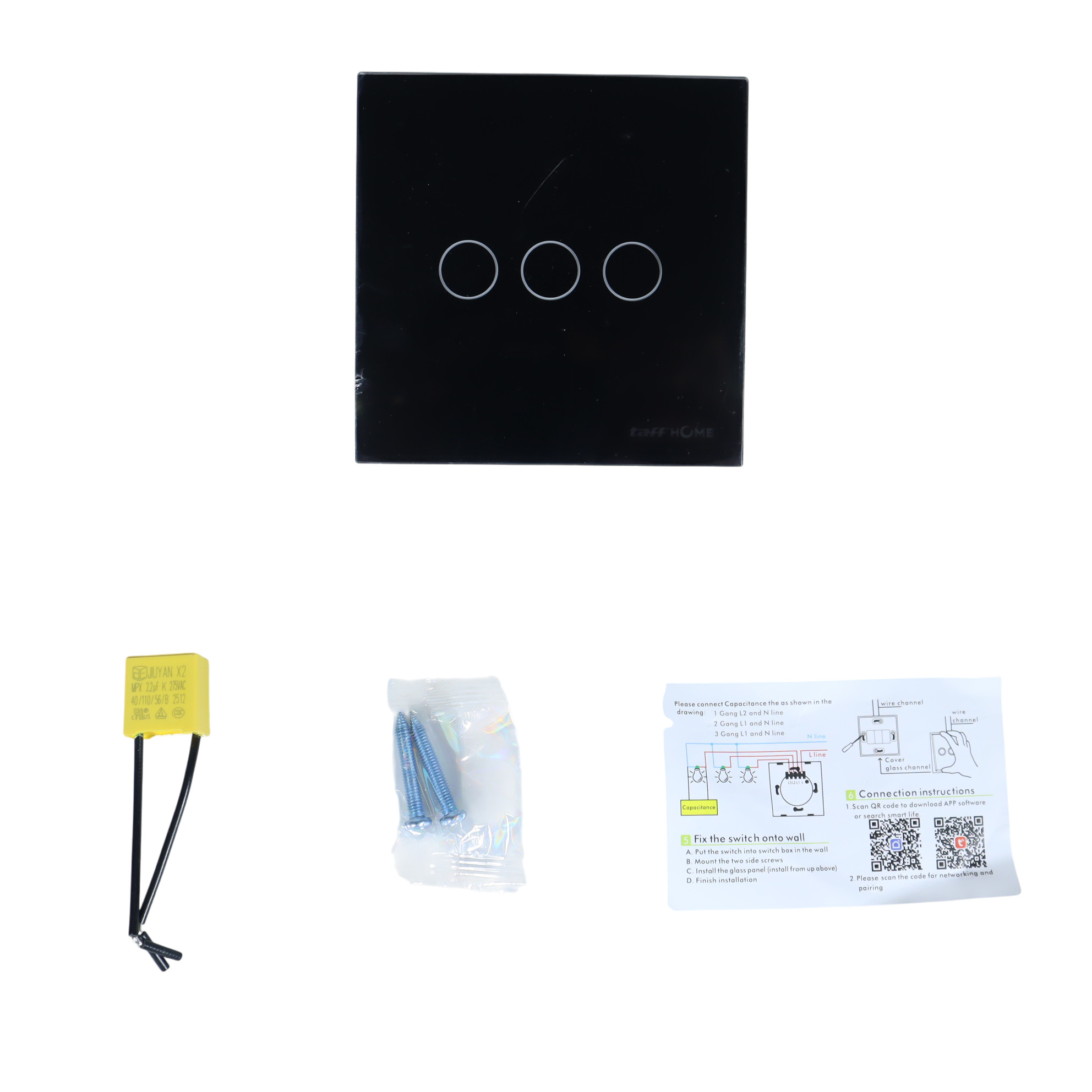 Gambar produk TaffHOME Saklar Lampu Wireless WiFi Remote Tuya Alexa Touch Control 3 Gang - TH86 - 8