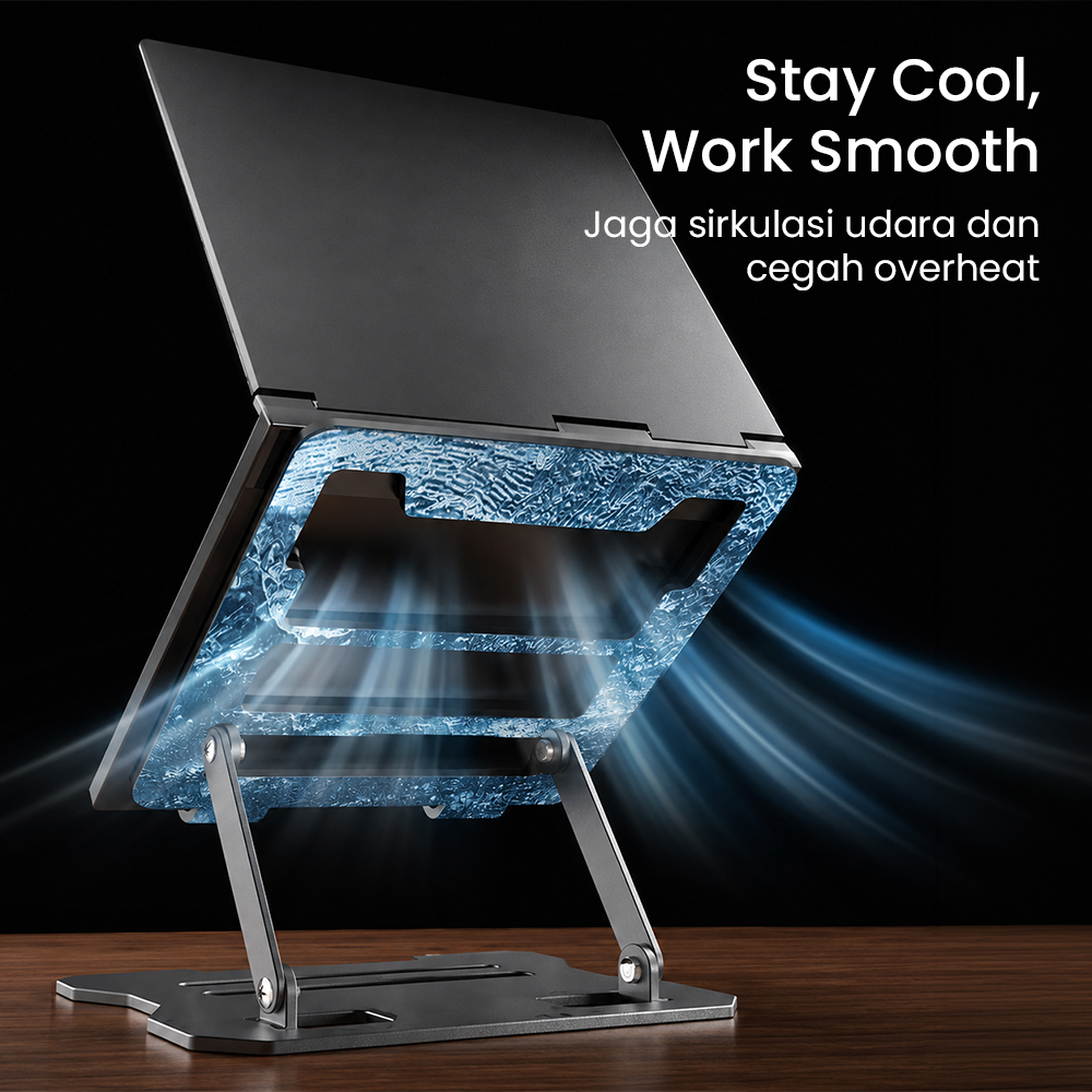 Dawadeslo Stand Laptop Carbon Steel Dudukan Holder Foldable Adjustable - N20 Gambar produk Dawadeslo Stand Laptop Carbon Steel Dudukan Holder Foldable Adjustable - N20 - 4