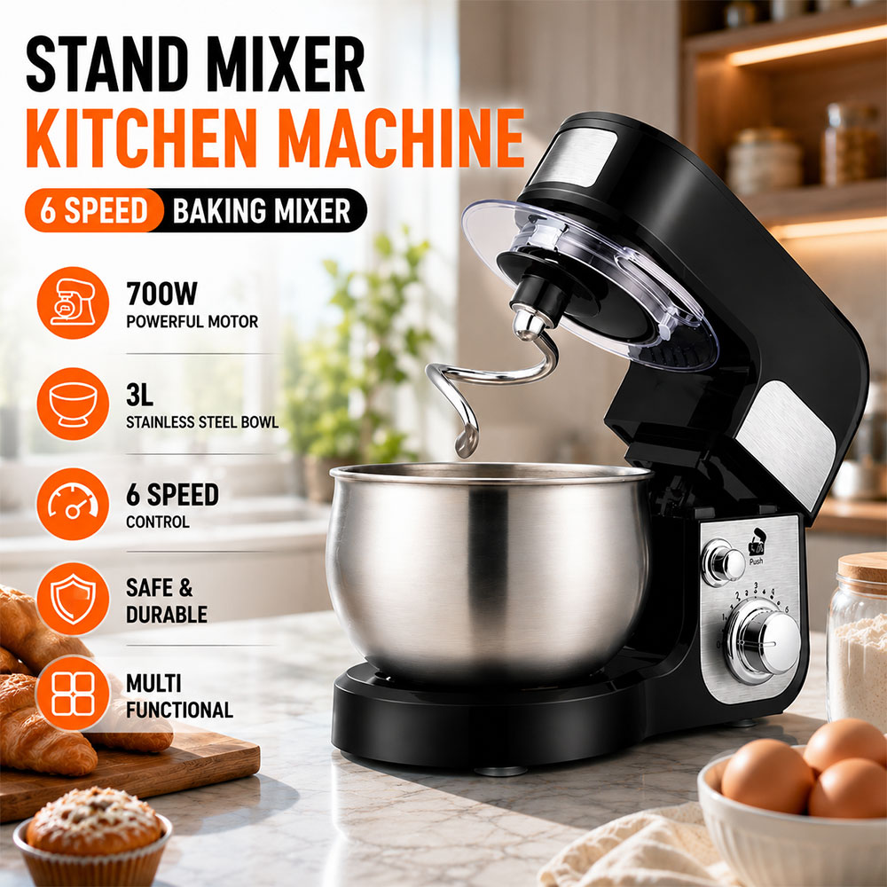BLUN Stand Mixer Kitchen Machine 6 Speed Baking Pengaduk Adonan 3L - SC-632 Gambar produk BLUN Stand Mixer Kitchen Machine 6 Speed Baking Pengaduk Adonan 3L - SC-632 - Utama