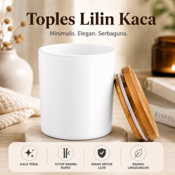SOMICS Toples Lilin Kaca Candle Glass Jar with Wooden Lid - GL-10