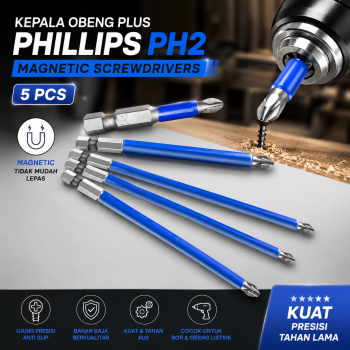 DIZAINLIFE Kepala Obeng Plus Phillips Magnetic Screwdrivers PH2 5 PCS - S2