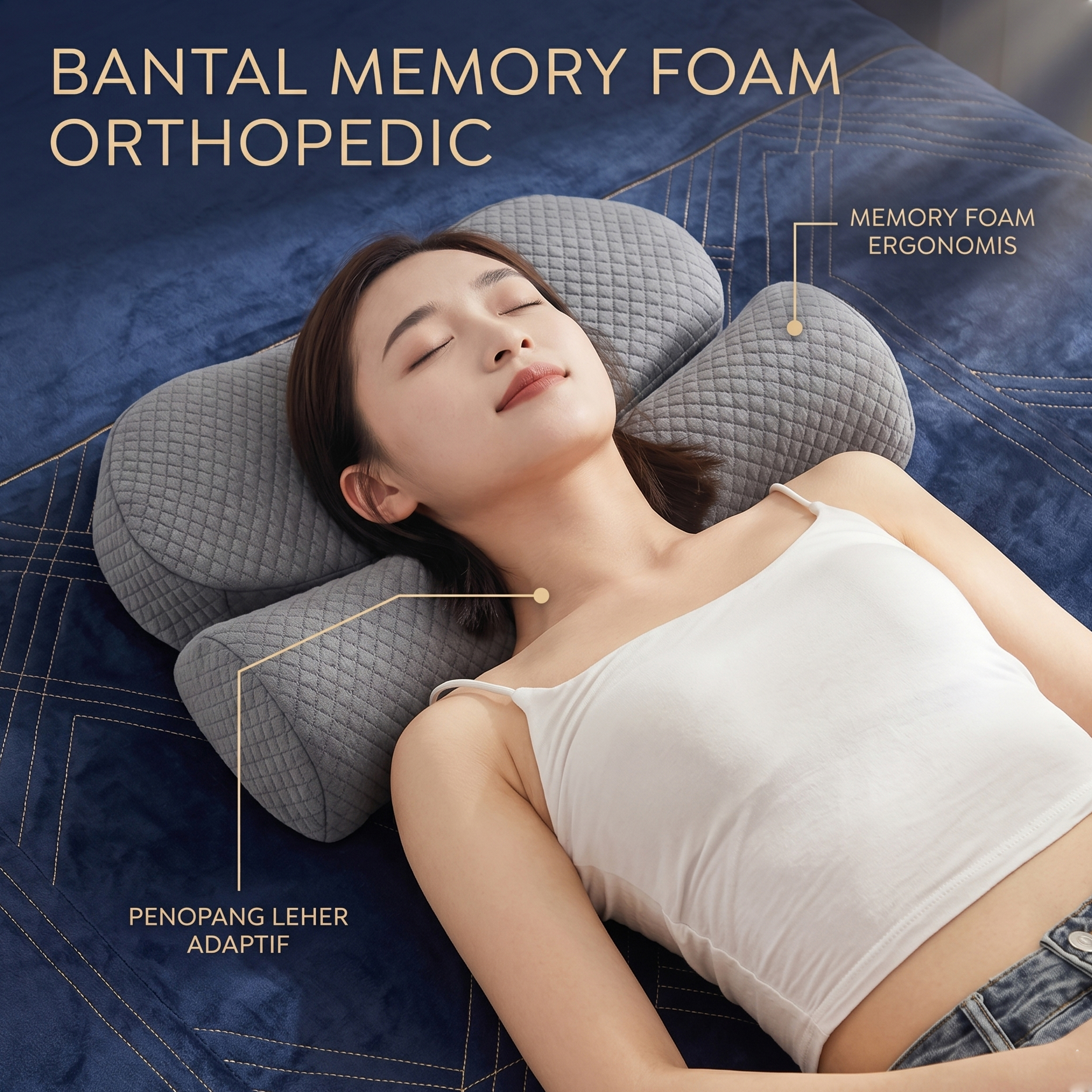ABADO Bantal Memory Foam Orthopedic Pillow Rebound Detachable - AB50 Gambar produk ABADO Bantal Memory Foam Orthopedic Pillow Rebound Detachable - AB50 - Utama