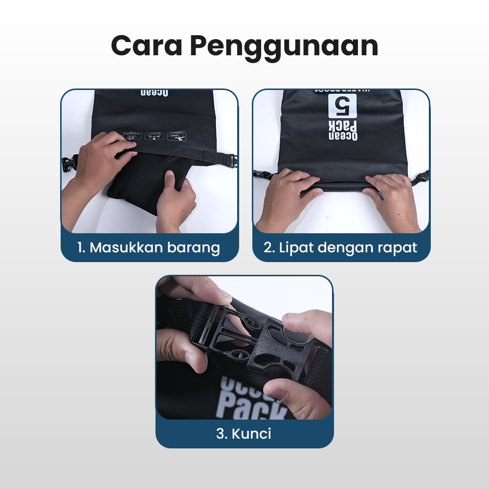 Dezlon Ocean Pack Dry Bag Waterproof Crossbody Tas Tahan Air Parasut 10L - INU142 Gambar produk Dezlon Ocean Pack Dry Bag Waterproof Crossbody Tas Tahan Air Parasut 10L - INU142 - 7