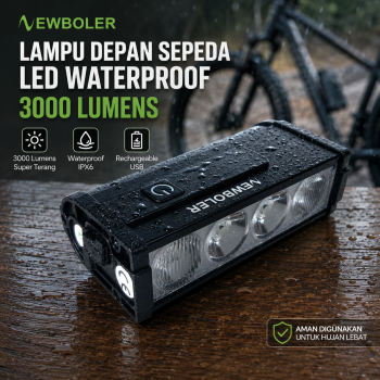 NEWBOLER Lampu Depan Sepeda LED Waterproof Rechargeable 3000 Lumens - LIG013