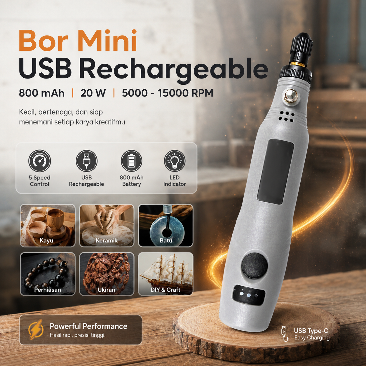 NEWACALOX Bor Mini Grinder Polishing Electric Drill USB Rechargeable - 201 Gambar produk NEWACALOX Bor Mini Grinder Polishing Electric Drill USB Rechargeable - 201 - Utama