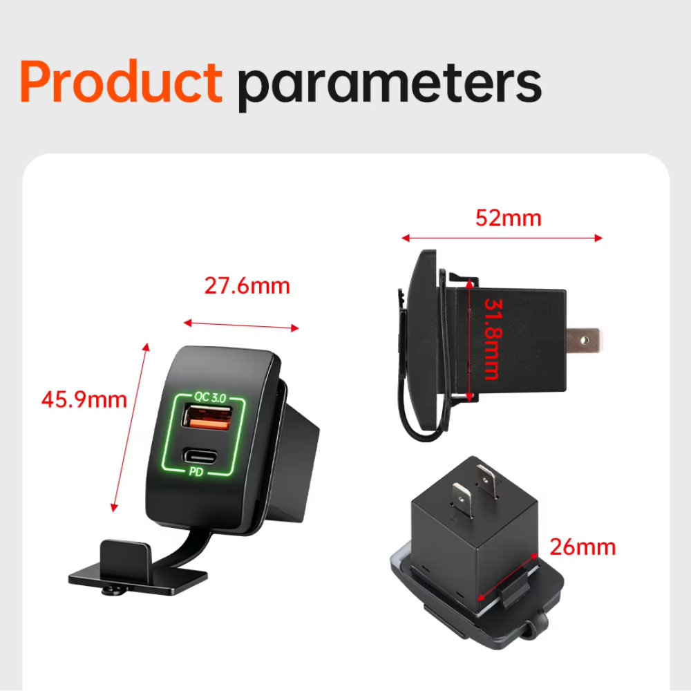 Gambar produk Awdy Car Charger Mobil Tanam USB Type C Fast Charging PD QC 3.0 - A20 - Kemasan