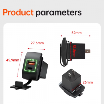 Gambar produk Awdy Car Charger Mobil Tanam USB Type C Fast Charging PD QC 3.0 - A20 - Kemasan