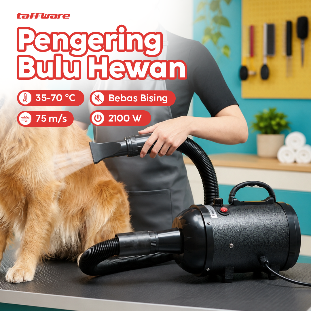 Taffware Pet Hair Dryer Dog Cat Grooming Stepless Speed 2100W - SH-168 Gambar produk Taffware Pet Hair Dryer Dog Cat Grooming Stepless Speed 2100W - SH-168 - Utama