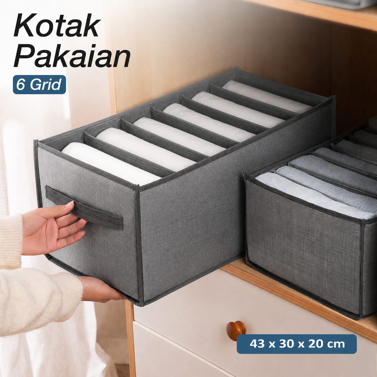 NUHA Kotak Sekat Pakaian Storage Drawer Divider Box 6 Grid - HS-9 Gambar produk NUHA Kotak Sekat Pakaian Storage Drawer Divider Box 6 Grid - HS-9 - Utama