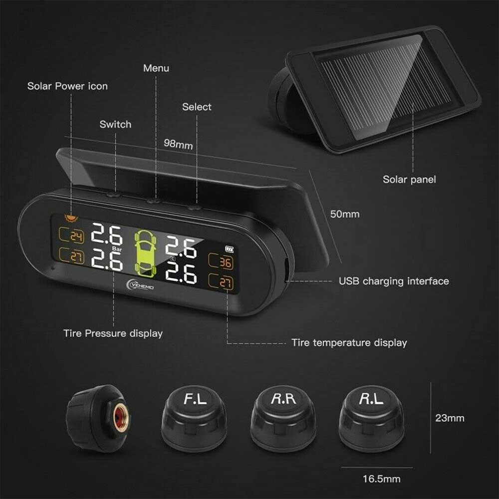 ACCES TPMS Alarm Pengukur Tekanan Ban Mobil Tire Pressure LCD Monitor - T10 Gambar produk ACCES TPMS Alarm Pengukur Tekanan Ban Mobil Tire Pressure LCD Monitor - T10 - 7