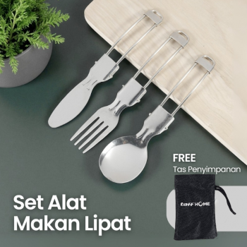 Gambar produk TaffHOME Set Alat Makan Lipat Portable Cutlery Stainless Steel 410 - AOTU