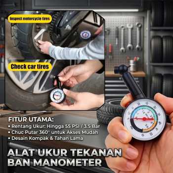KAWISH Alat Ukur Tekanan Ban Mobil Motor Manometer Analog Tire Gauge - KWS130