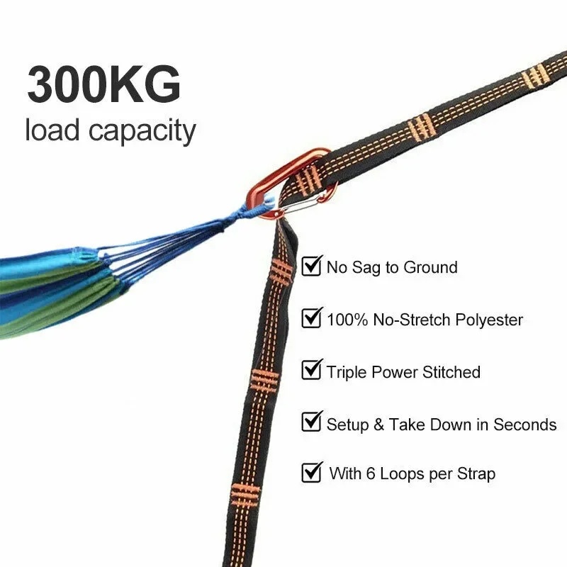 KILLAN Tali Webbing Hammock Strap Polyester 5+1 Loop 300kg 2M 2 PCS - TW-10 Gambar produk KILLAN Tali Webbing Hammock Strap Polyester 5+1 Loop 300kg 2M 2 PCS - TW-10 - 1