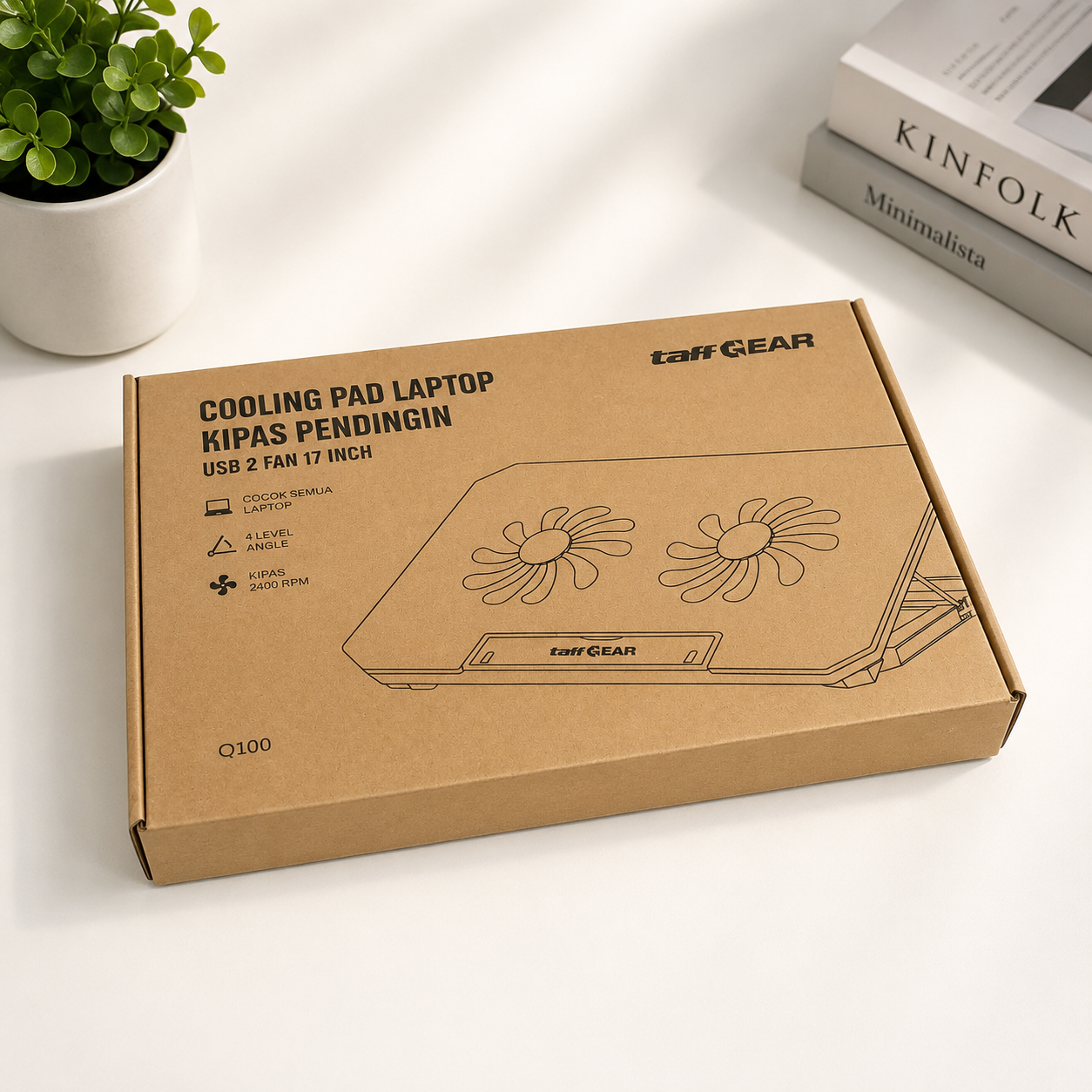 TaffGEAR Cooling Pad Laptop Kipas Pendingin 2 Fan without Knob Speed - Q100 Gambar produk TaffGEAR Cooling Pad Laptop Kipas Pendingin 2 Fan without Knob Speed - Q100 - Kemasan