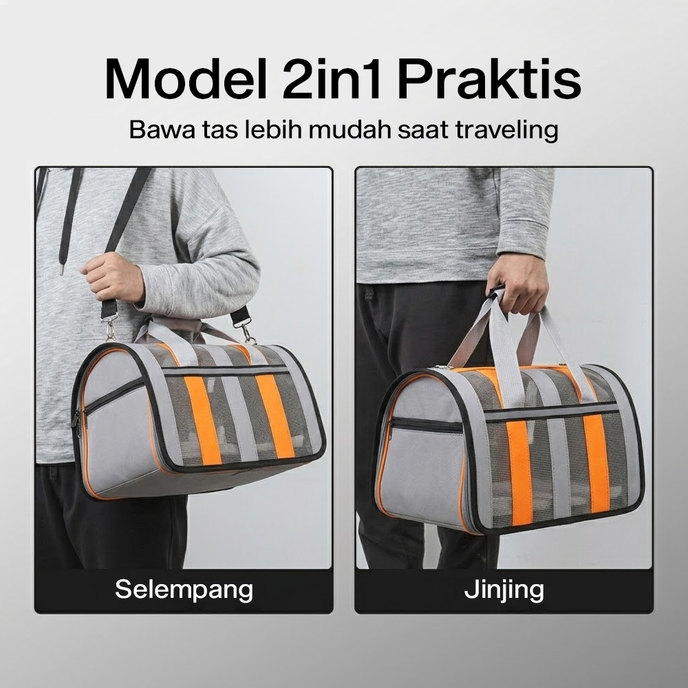 MEISU Tas Kandang Anjing Kucing Breathable Pet Carrier Bag 41x26x26cm - MS50 Gambar produk MEISU Tas Kandang Anjing Kucing Breathable Pet Carrier Bag 41x26x26cm - MS50 - 5