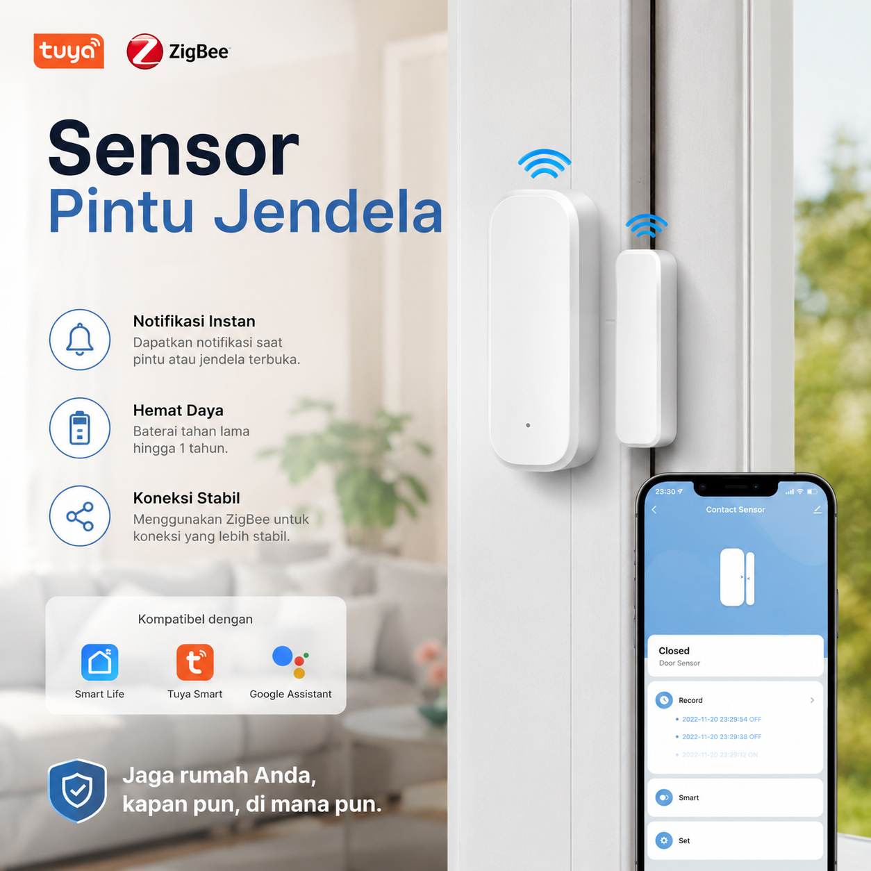 Aubess Sensor Pintu Jendela ZigBee Tuya Smart Wireless Detector - AU24 Gambar produk Aubess Sensor Pintu Jendela ZigBee Tuya Smart Wireless Detector - AU24 - Utama