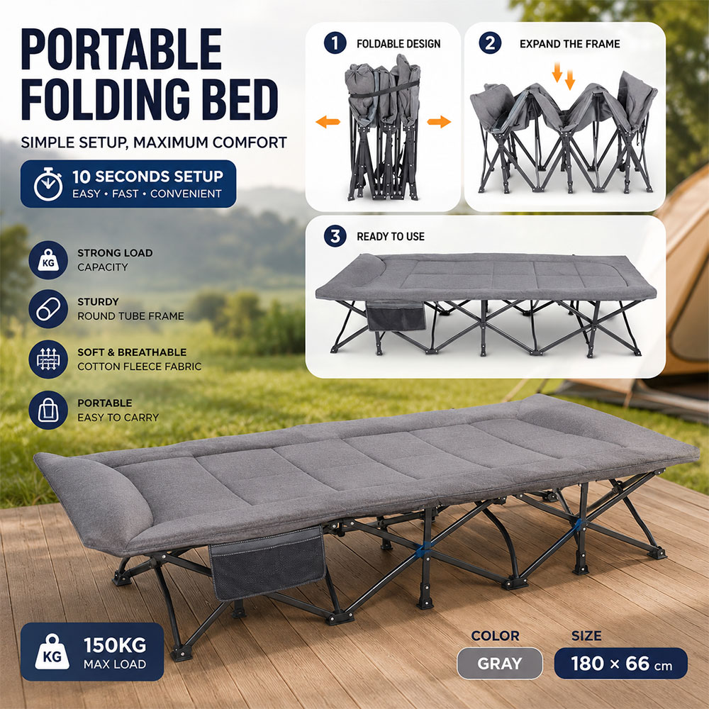 REDCAMP Ranjang Lipat Kursi Malas Velved Portable Folding Escort Bed - NG10 Gambar produk REDCAMP Ranjang Lipat Kursi Malas Velved Portable Folding Escort Bed - NG10 - Utama