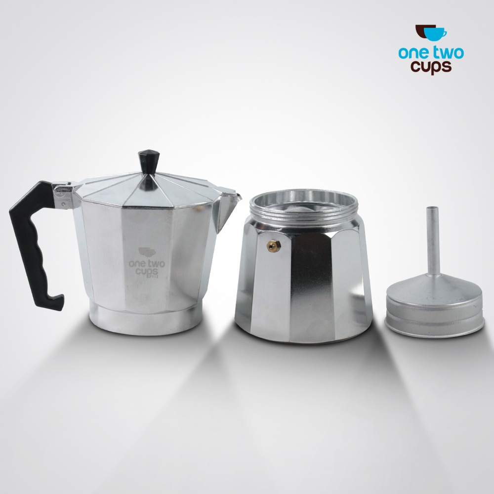One Two Cups Moka Pot Teko Kopi Espresso Coffee Maker Stovetop 12 Cup 600ml - L25 Gambar produk One Two Cups Moka Pot Teko Kopi Espresso Coffee Maker Stovetop 12 Cup 600ml - L25 - Kemasan