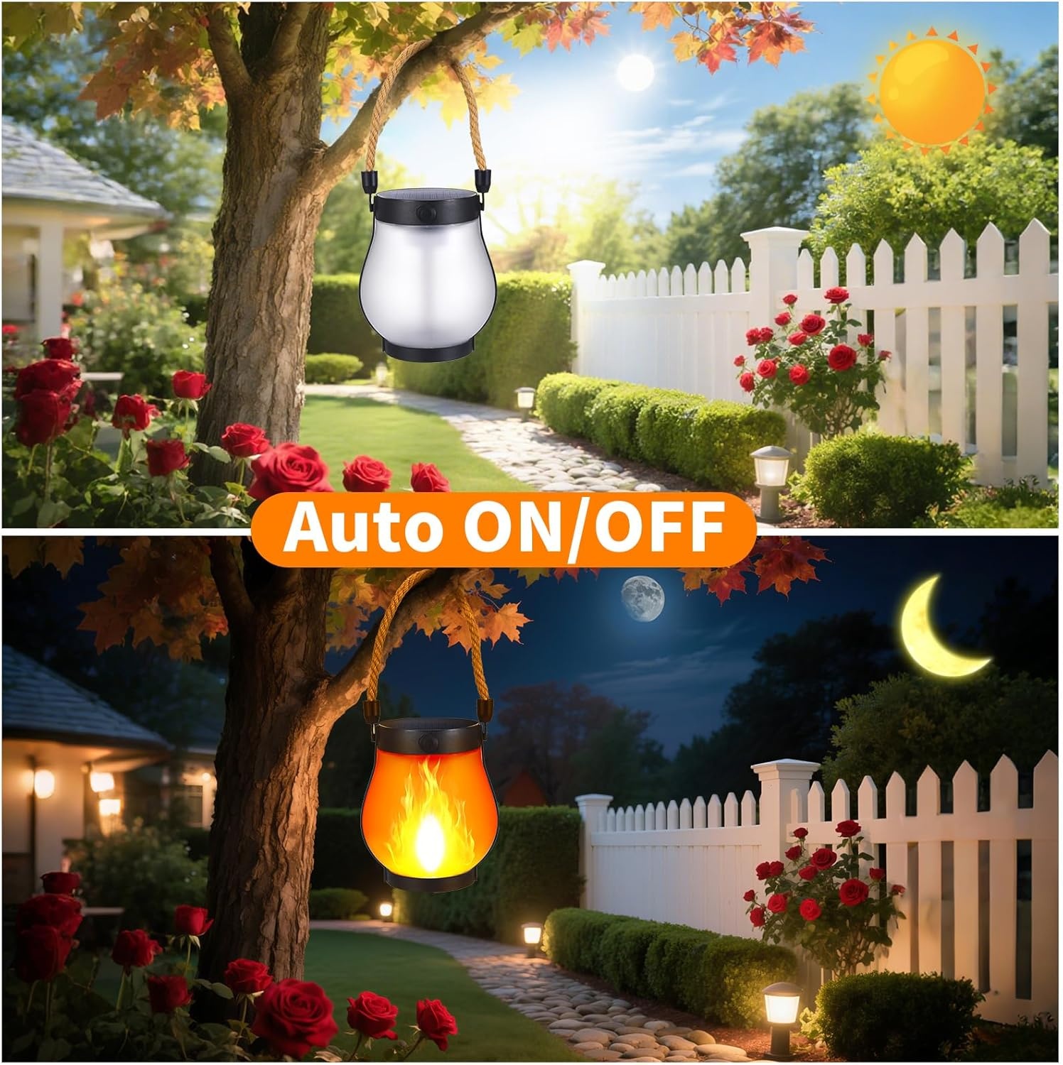 SANMON Lampu Taman Hias Lentera Gantung Solar Light Warm White 1500mAh - YMJ020 Gambar produk SANMON Lampu Taman Hias Lentera Gantung Solar Light Warm White 1500mAh - YMJ020 - 3