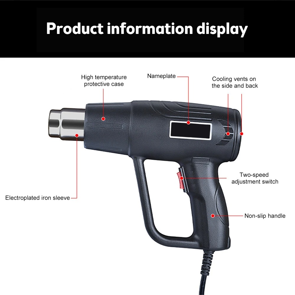 DEEPEEN Heat Gun Hot Air 2000W Adjustable Temperature 2000W 220V - XA-020 Gambar produk DEEPEEN Heat Gun Hot Air 2000W Adjustable Temperature 2000W 220V - XA-020 - 6
