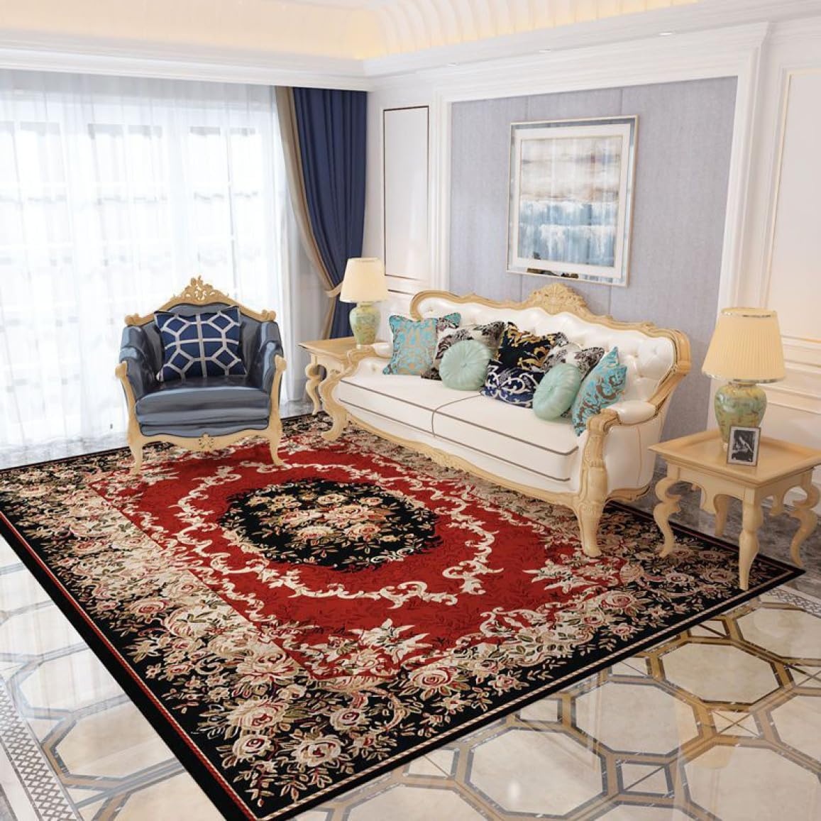TaffHOME Karpet Lantai Permadani Persian Pattern Polyester 1.4x2M - BQ150 Gambar produk TaffHOME Karpet Lantai Permadani Persian Pattern Polyester 1.4x2M - BQ150 - 2