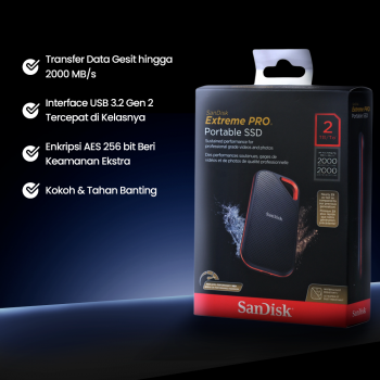 SanDisk Extreme PRO Portable SSD 2000MB/s USB Type C 3.2 - SDSSDE81