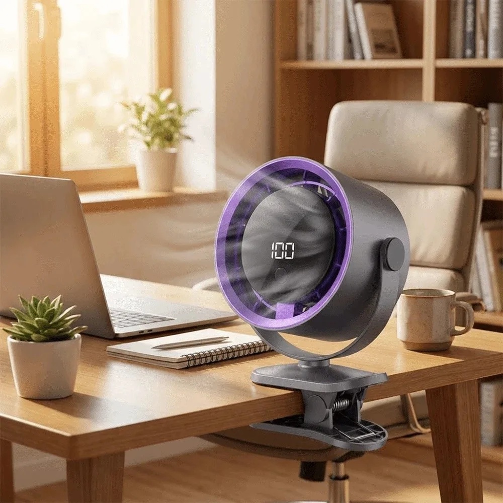 TINSOL Kipas Angin Klip Digital Display Rechargeable Clip Fan 1200mAh - JMF-10 Gambar produk TINSOL Kipas Angin Klip Digital Display Rechargeable Clip Fan 1200mAh - JMF-10 - 2
