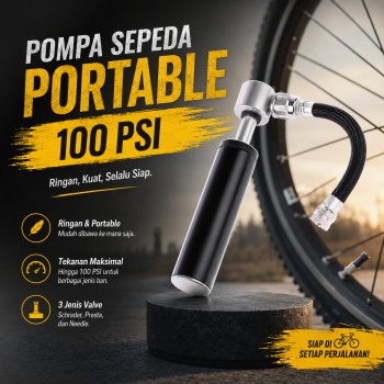 TaffSPORT Pompa Sepeda Portable Mini Pump 100 PSI - PP07