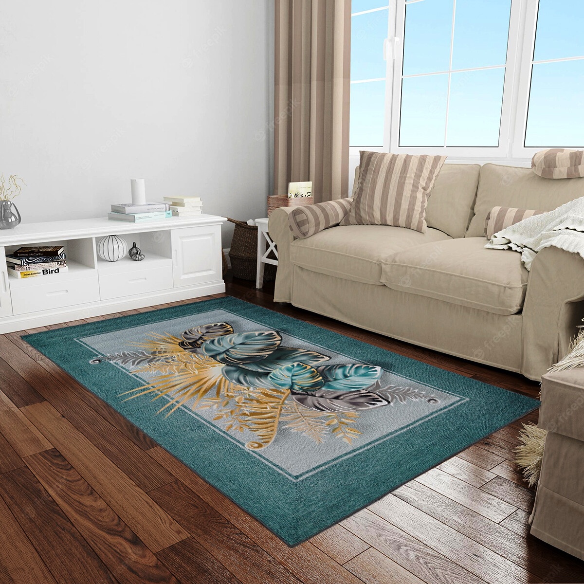 TaffHOME Karpet Lantai Permadani Leaves Pattern Polyester 1.2x1.6M - BQ130 Gambar produk TaffHOME Karpet Lantai Permadani Leaves Pattern Polyester 1.2x1.6M - BQ130 - 3