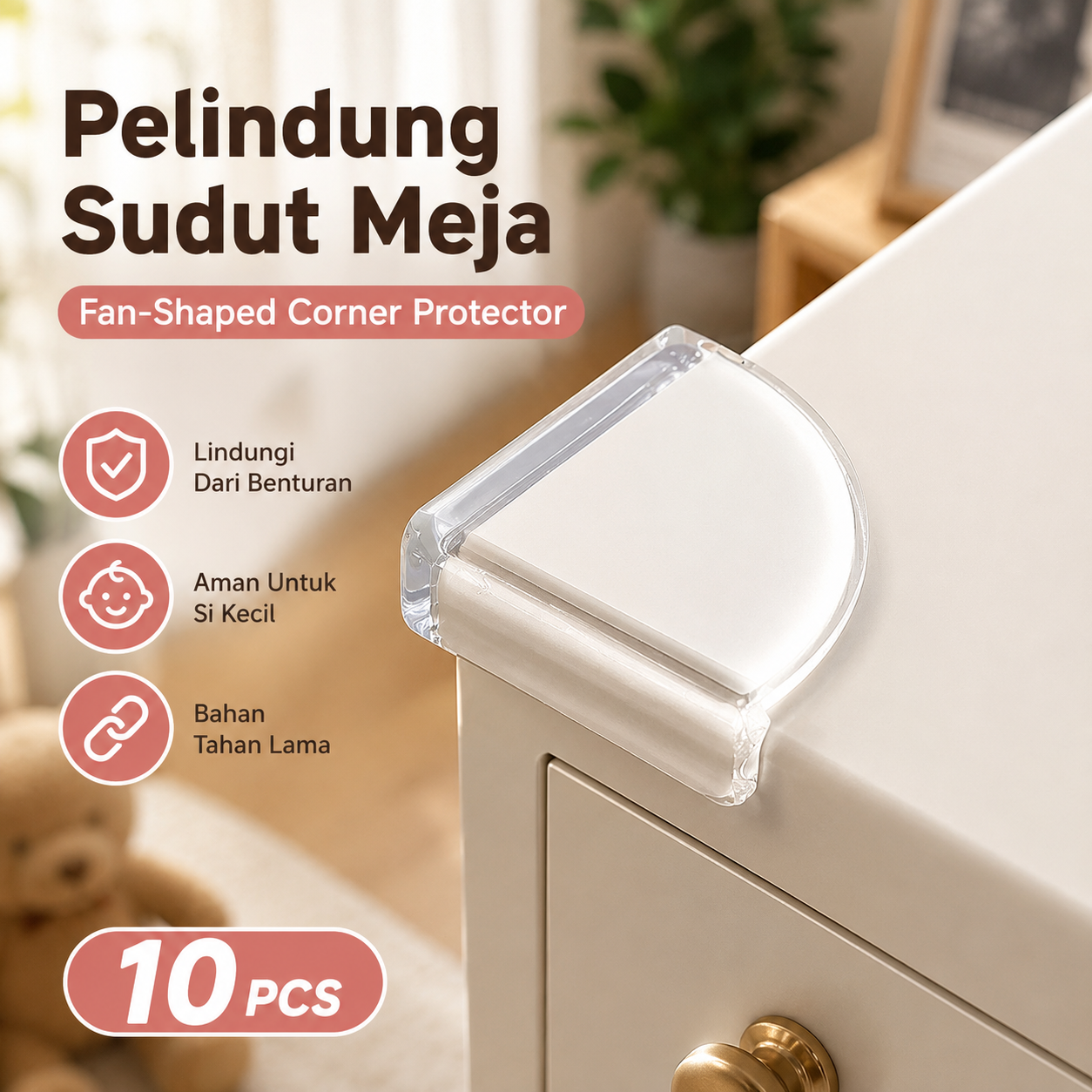 TaffHOME Pelindung Sudut Meja Fan-Shaped Corner Protector 10 PCS - FS07 Gambar produk TaffHOME Pelindung Sudut Meja Fan-Shaped Corner Protector 10 PCS - FS07 - Utama