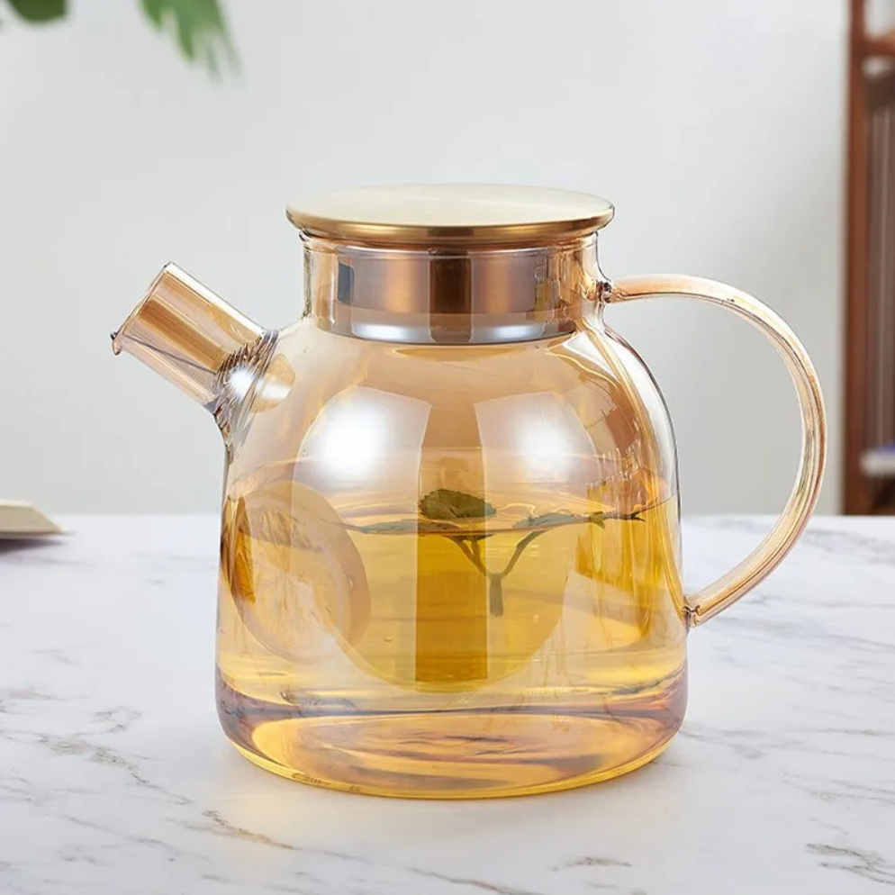 One Two Cups Teko Teh Kaca Tahan Panas Api Borosilicate Glass Teapot 1.5L - TK13 Gambar produk One Two Cups Teko Teh Kaca Tahan Panas Api Borosilicate Glass Teapot 1.5L - TK13 - Utama
