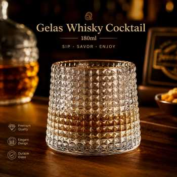 TIENDA Gelas Whisky Cocktail Crystal Old Fashioned Rock Glass 180ml - TD12