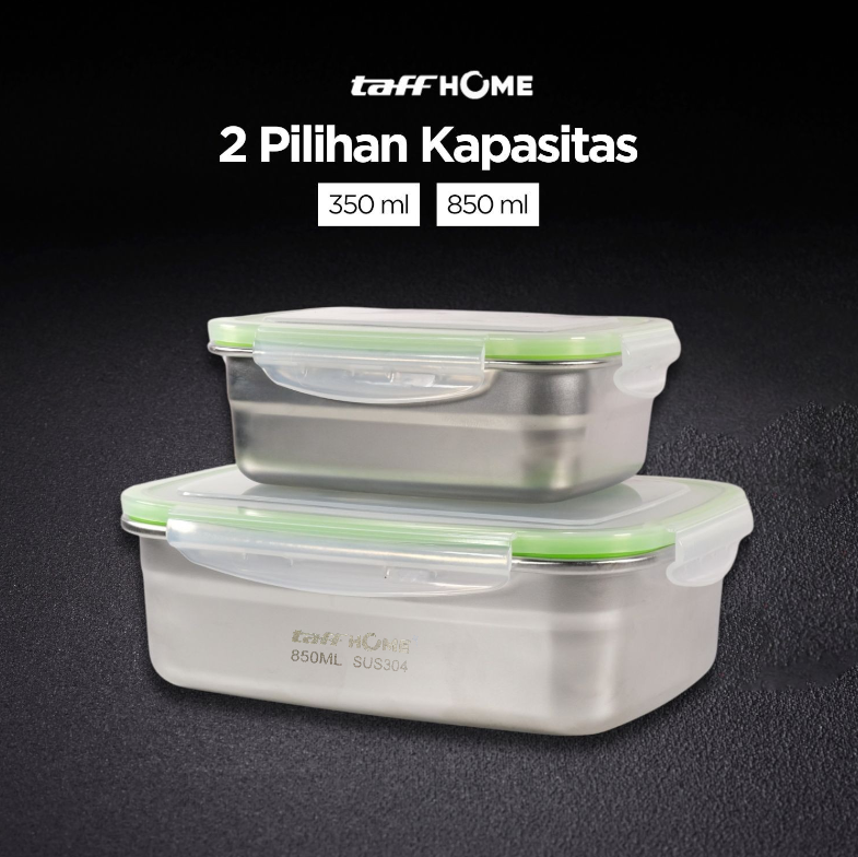 TaffHOME Kotak Makan Anti Tumpah Lunch Box Stainless Steel 304 850ml - KT046 Gambar produk TaffHOME Kotak Makan Anti Tumpah Lunch Box Stainless Steel 304 850ml - KT046 - 3