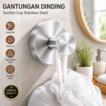 PEUTIER Gantungan Dinding Kapstok Suction Cup Hook Stainless Steel - MT80