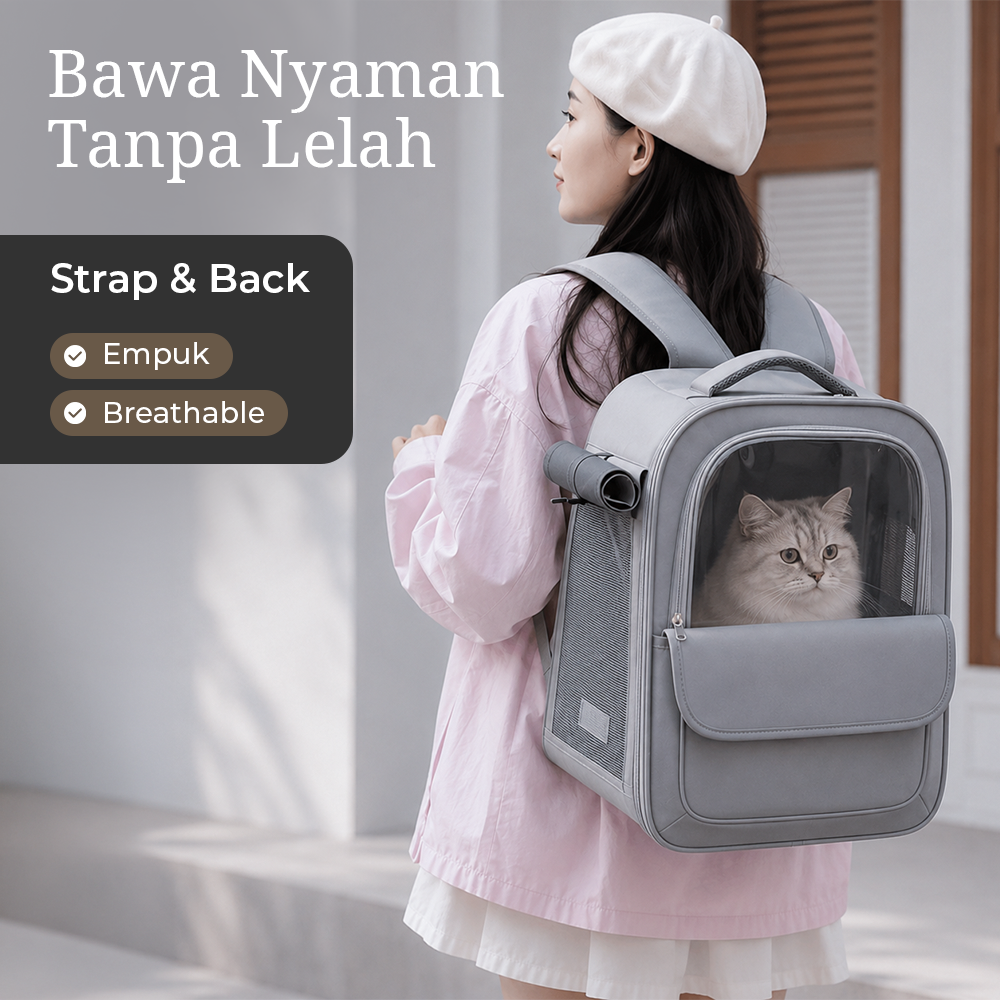 Moorpet Tas Kucing Anjing Pet Cargo Breathable Backpack Travel Oxford - M14 Gambar produk Moorpet Tas Kucing Anjing Pet Cargo Breathable Backpack Travel Oxford - M14 - 3