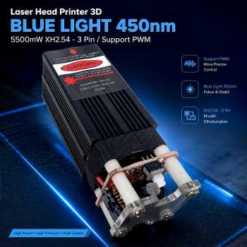 Gambar produk KKMOON Laser Head Printer 3D Ukir Engraving Blue Light 5500mW - KK39