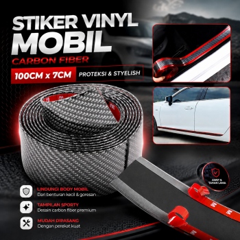 KARLOR Stiker Vinyl Mobil Carbon Fiber Rubber Strip Bumper Guard 100cm - YSB190