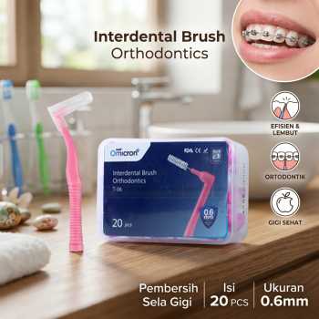 TaffOmicron Interdental Brush Orthodontics Pembersih Gigi 20 PCS 0.6mm - T-06