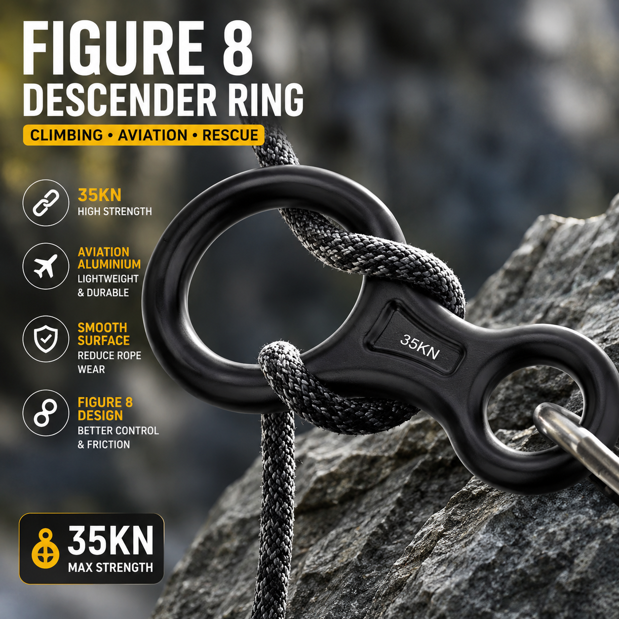 TaffSPORT Figure 8 Descender Ring Climbing Aviation Aluminium 35KN - CE35 Gambar produk TaffSPORT Figure 8 Descender Ring Climbing Aviation Aluminium 35KN - CE35 - Utama