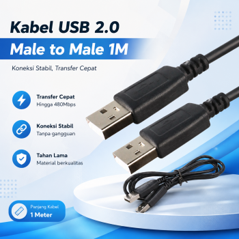 Kabel USB 2.0 USB A Male to Male untuk Printer Scanner Fax TPE 1M