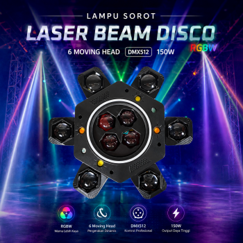 ALiEN Lampu Sorot LED Laser Beam Disco RGBW 6 Moving Head DMX512 150W - LHEDL-52