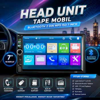 Gambar produk Pabokay Head Unit Tape Mobil 2 DIN Car MP5 Player Plug ISO 7 Inch - 7018B