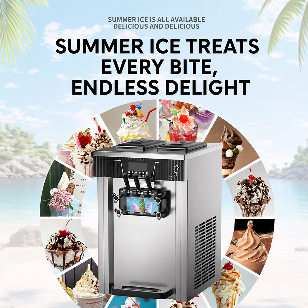 FUWODA Ice Cream Maker Commercial Mesin Pembuat Es Krim 3 Rasa 1300 W - ZB-BQL128 Gambar produk FUWODA Ice Cream Maker Commercial Mesin Pembuat Es Krim 3 Rasa 1300 W - ZB-BQL128 - 1
