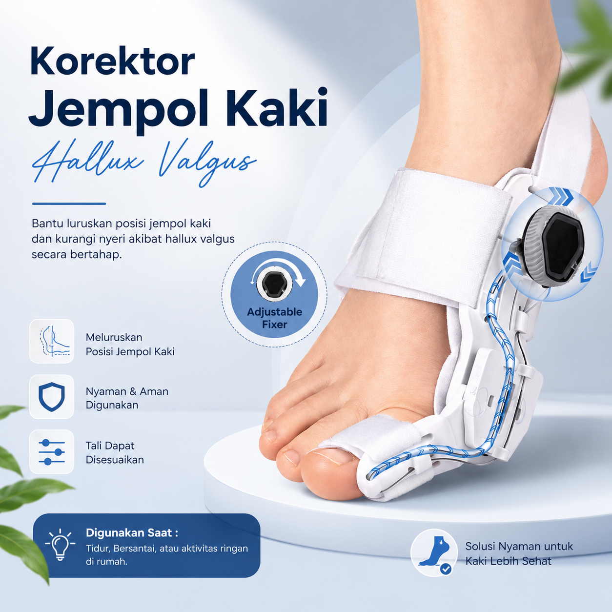 Gambar produk YOSO Korektor Pelurus Jempol Kaki Toe Separator Hallux Valgus Bunion - HF-19 - Utama
