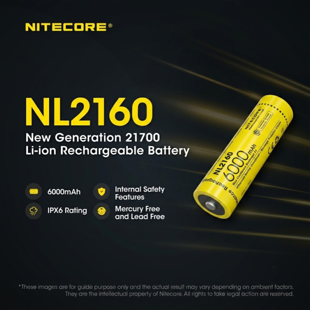 Gambar produk NITECORE Baterai Isi Ulang 21700 Li-Ion Button Top 6000 mAh 3.6V 1 PCS - NL2160 - Utama