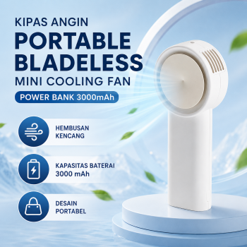 Gambar produk VEN Kipas Angin Portable Bladeless Mini Cooling Fan Power Bank 3000mAh - 348