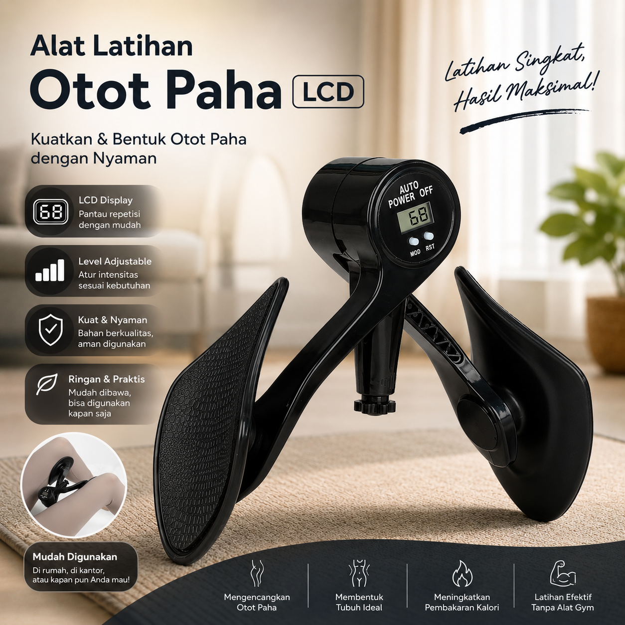 VEKSO Alat Latihan Otot Paha Pelvic Muscle Trainer Adjustable with LCD - V70 Gambar produk VEKSO Alat Latihan Otot Paha Pelvic Muscle Trainer Adjustable with LCD - V70 - Utama