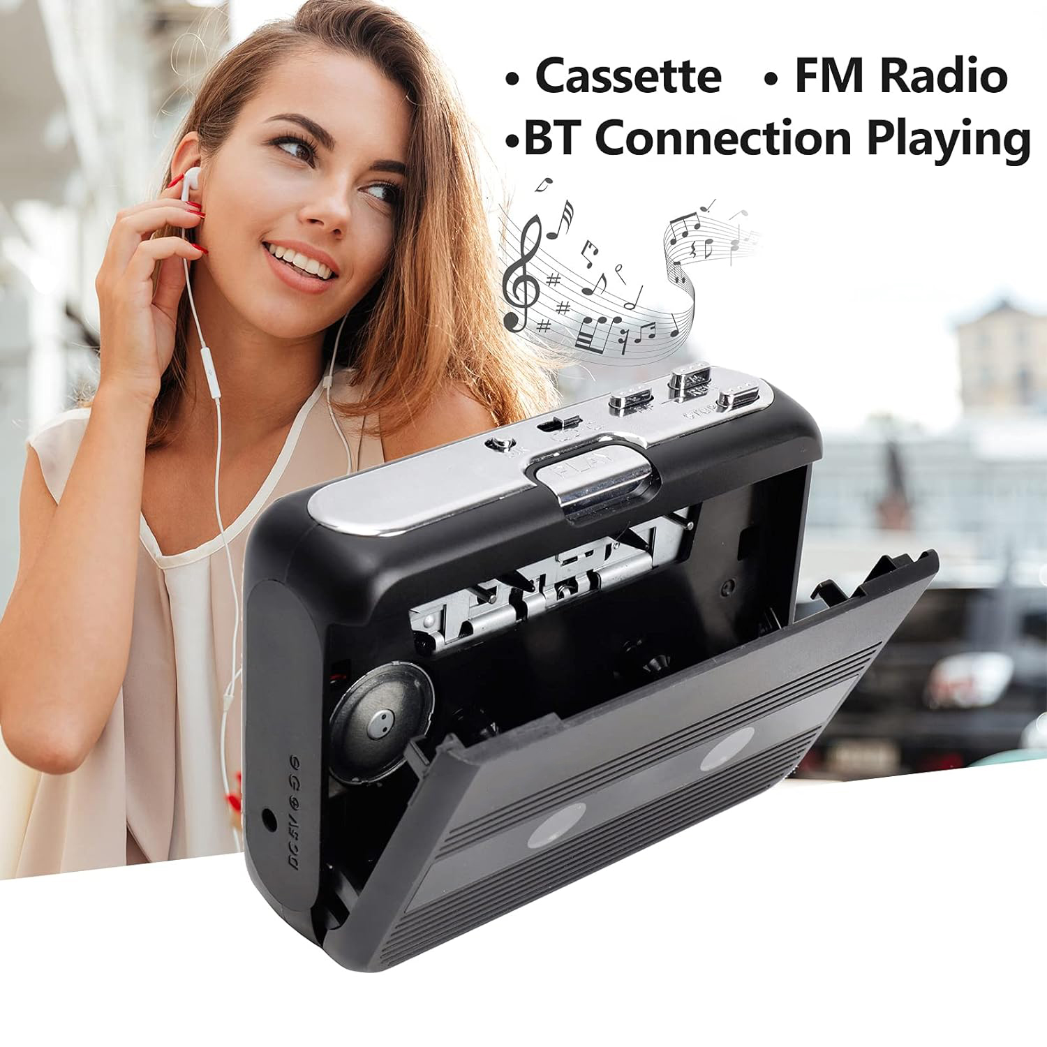Tonivent Player Kaset Tape Walkman Cassette Player Bluetooth FM Radio - TON007B Gambar produk Tonivent Player Kaset Tape Walkman Cassette Player Bluetooth FM Radio - TON007B - 5